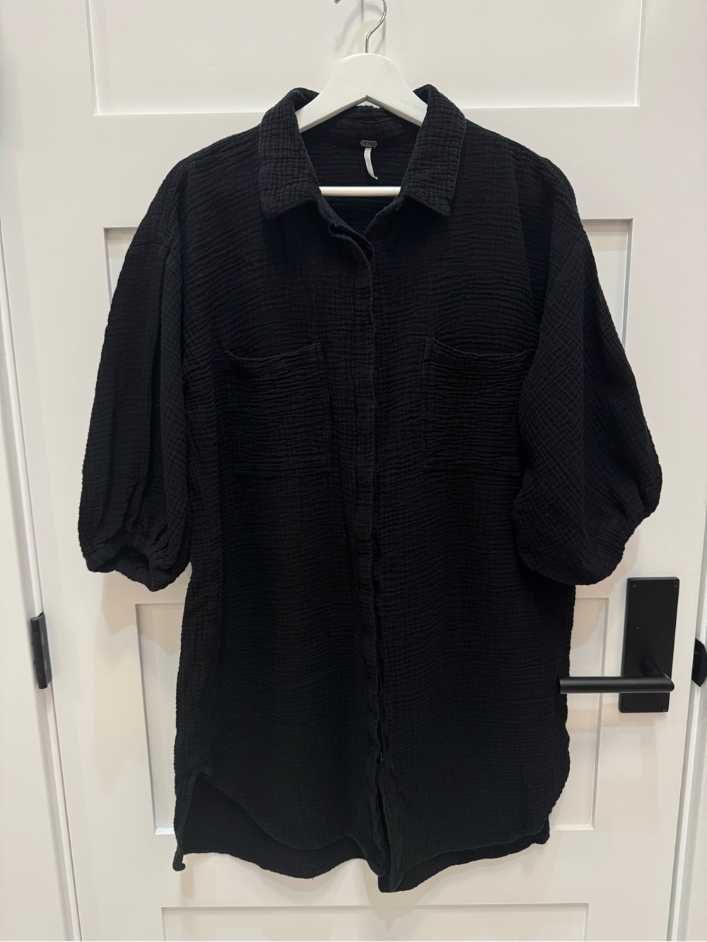 YFB Relaxed Black gauzed Button-Down Shirt